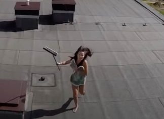 Inappropriate moments caught on camera by a drone