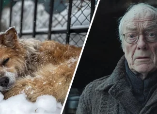 한 남자가 얼어 죽기 직전의 개를 발견했는데, 배 속에 숨어 있던 것은 믿을 수 없을 정도로 놀라웠습니다!